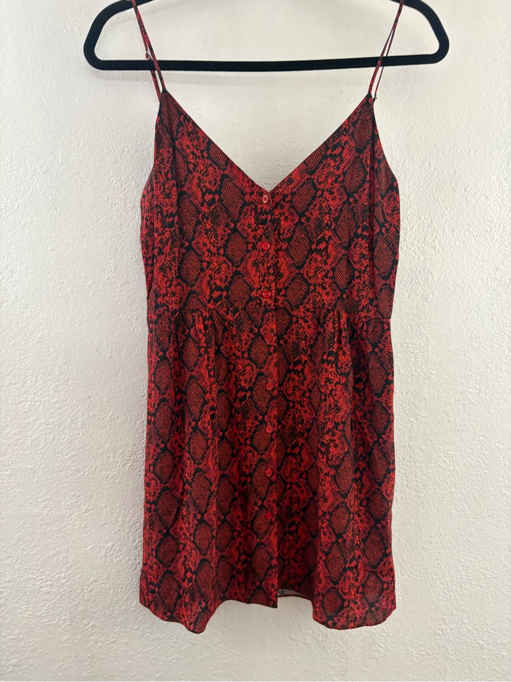 Blue Life red and black snake-print slip dress thin adjustable straps size S
